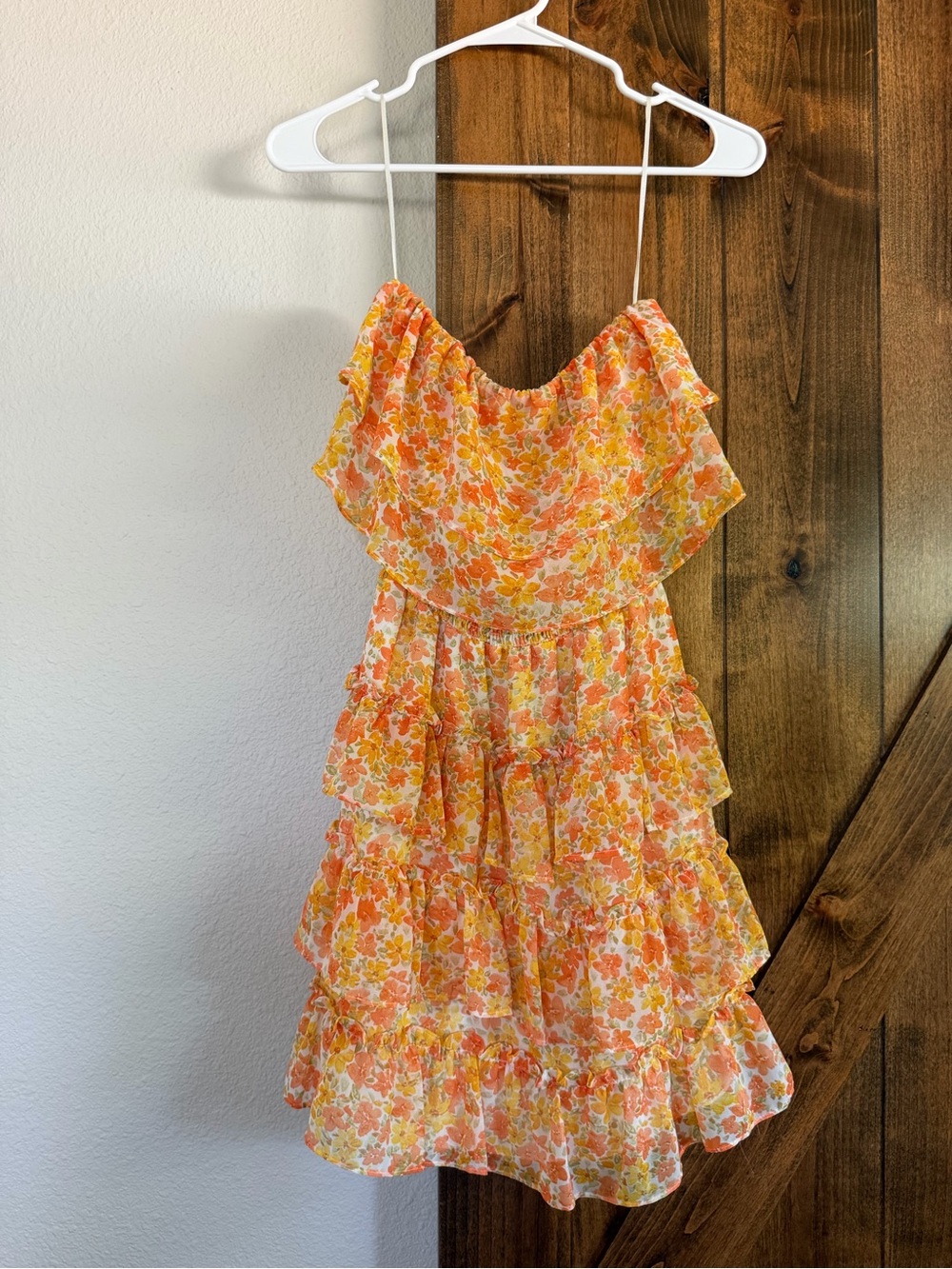 STATE Orange Floral Tiered Sundress for Girls